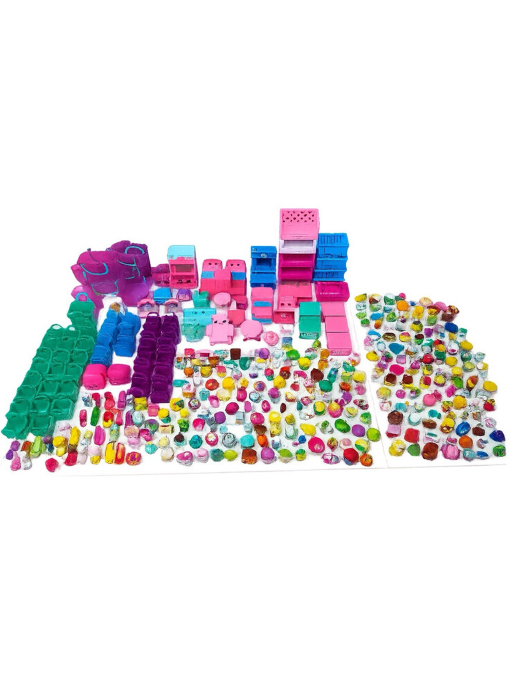 Huge Shopkins Mixed Lot 361 Pieces 250+ Figures Happy Places Shopville Furniture - Picture 1 of 9